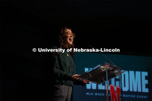 Aurora Villarreal, BA Performance Major, Johnny Carson School of Theatre and Film, gives one of two 