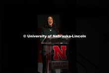 Aurora Villarreal, BA Performance Major, Johnny Carson School of Theatre and Film, gives one of two 