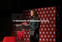 Aurora Villarreal, BA Performance Major, Johnny Carson School of Theatre and Film, gives one of two 