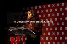Batool Ibrahim, Fulfilling the Dream award winner, speaks at the MLK Commemorative Celebration 2022.