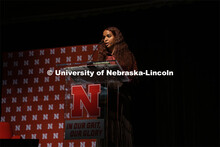 Batool Ibrahim, Fulfilling the Dream award winner, speaks at the MLK Commemorative Celebration 2022.
