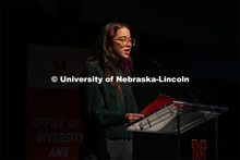 Aurora Villarreal, BA Performance Major, Johnny Carson School of Theatre and Film, gives one of two 