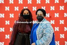 Batool Ibrahim, Fulfilling the Dream award winner poses with Gwen Combs of the Office of Diversity a