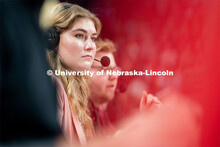 Hailey Ryerson observes the Huskers’ Women’s Basketball match against Minnesota at Pinnacle Bank