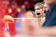 Hailey Ryerson observes the Huskers’ Women’s Basketball match against Minnesota at Pinnacle Bank