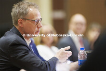 Mark Button, Dean of the College of Arts and Sciences, talks with the group. Chancellor’s group di