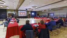 Sharon Kuska, interim Dean of Architecture, talks with the group. Chancellor’s group discussing N2