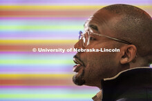Marco Barker, Vice Chancellor for Diversity and Inclusion, talks with the group. Chancellor’s grou