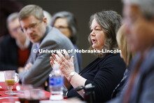Debra Hope, Associate Vice Chancellor and Dean of Graduate Education, talks with the group. Chancell