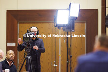 Dave Fitzgibbon of University Communication videos the Chancellor’s group discussing N2025. Februa