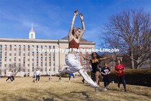 Susan Ourada’s Modern Dance 1 and 2 classes leap into the warm weather of the first day of March o