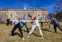 Susan Ourada’s Modern Dance 1 and 2 classes leap into the warm weather of the first day of March o