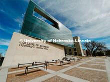 Exterior view of College of Business’ Howard Hawks Hall. City Campus. March 3, 2022. 