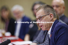 Mark Button, Dean of the College of Arts and Sciences, talks with the group. Chancellor’s group di