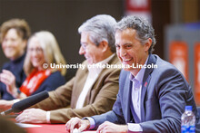 Richard Moberly, Dean of the College of Law, talks with the group. Chancellor’s group discussing N