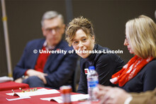 Tiffany Heng-Moss, Dean of the College of Agricultural Sciences and Natural Resources, talks with th