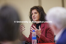 Sharon Kuska, Interim Dean of the College of Architecture, talks with the group. Chancellor’s grou