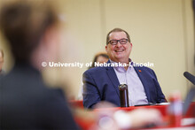 Bob Wilhelm, Vice Chancellor for Research and Economic Development, talks with the group.  Chancello