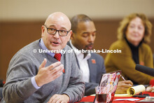 Mike Boehm, Vice Chancellor for Institute of Agriculture and Natural Resources, talks with the group