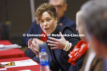 Tiffany Heng-Moss, Dean of the College of Agricultural Sciences and Natural Resources, talks with th