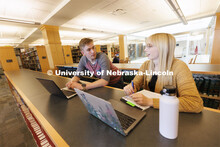Students studying in the law library. Nebraska Law Photo shoot. March 21, 2022. 