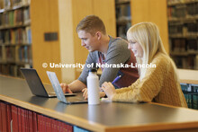 Students studying in the law library. Nebraska Law Photo shoot. March 21, 2022. 
