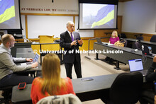 Professor Jack Beard lectures to his law class. Law college photo shoot. Nebraska Law Photo shoot. M