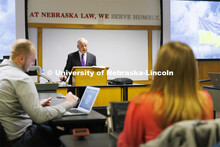 Professor Jack Beard lectures to his law class. Law college photo shoot. Nebraska Law Photo shoot. M