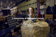 Christine Wittich, Assistant Professor of Civil and Environmental Engineering, with a slab on a larg