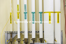 Labeled piping in Hunter Flodman’s UO Lab. College of Engineering photo shoot. March 22, 2022. 