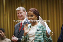 ASUN President Batool Ibrahim welcomes the crowd at the fifth annual “I Love NU” advocacy event 