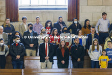 NU supporters gather in the balcony of the Norris Legislative Chamber to be recognized by the Nebras
