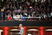 Admitted students listen to Chancellor Ronnie Green and other campus stakeholders at the Welcome Pep