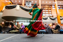 Graduate student Tamanna Kabir modeled traditional clothing from Bangladesh. International students 