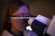 Students in Ryan Pedrigi and Ruiguo Yang’s lab work with microscopes, cell culture experimental eq