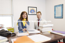 Patrice McMahon, professor of political science, with Lukasz Niparko, a graduate student from Poland