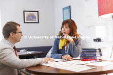 Patrice McMahon, professor of political science, with Lukasz Niparko, a graduate student from Poland