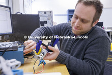 Ali Soleimani Borujerdi works in Jinying Zhu lab at PKI. College of Engineering photo shoot at Peter