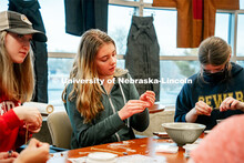 Students create cherry blossom jewelry as part of Jackie Gaughan Multicultural Week!  April 5, 2022.