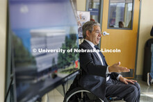 Engineering Dean Lance Perez and the Board of Regents admire the construction of Kiewit Hall from Ot