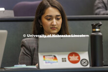 Students taking notes in class. College of Law photo shoot. April 20, 2022. 