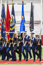 The Color Guard executes a wheeling movement as they present the colors. ROTC Joint Service Chancell