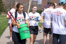 Alpha Xi Delta members collect their supplies at the start of The Big Event. The Big Event is organi
