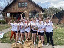 Phi Mu celebrates the completion of their Big Event volunteer work. The Big Event is organized annua
