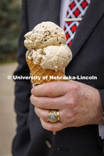 President Ted Carter of the University of Nebraska enjoys an ice cream cone of Carter’s Coffee Cru