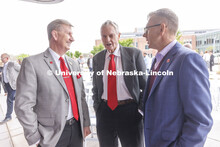 NU President Ted Carter, Former Husker football coach Tom Osborne, and UNL Chancellor Ronnie Green t