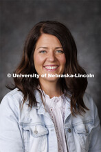 Studio portrait of Jessica Mullendore, 4-H Evaluation Coordinator. Portraits of Extension, IANR and 