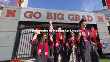Students enter the field through the tunnel walk to find their seats on memorial field. UNL undergra