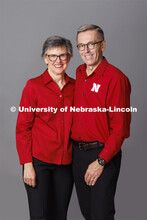 Studio portrait of UNL’s Chancellor Ronnie Green and Jane, his wife. May 16, 2022. 