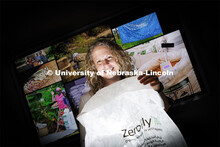 Georgina Bingham, research associate professor of entomology at Nebraska, holds an airtight, insect-